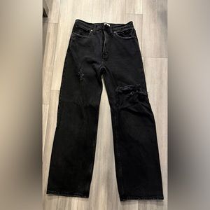 Abercrombie & Fitch Distressed 90s Relaxed Fit High Rise Black Jeans